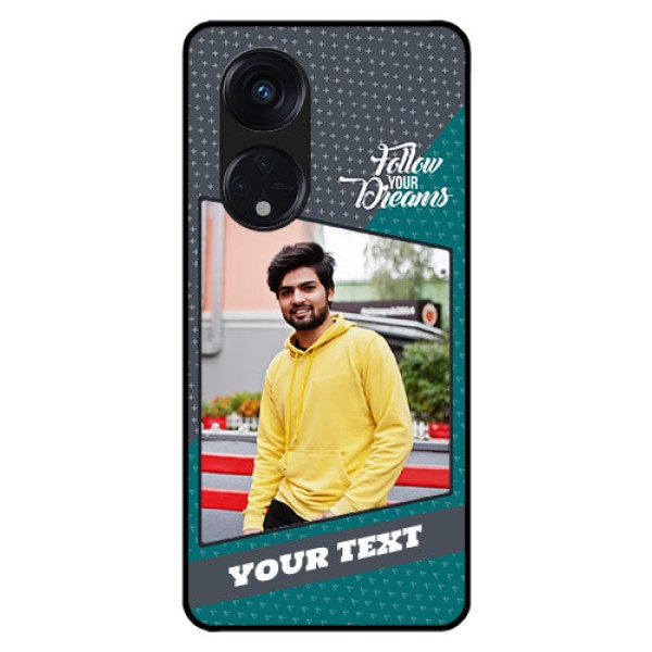 Oppo Reno 8T 5G Personalized Glass Phone Case - Background Pattern Design with Quote