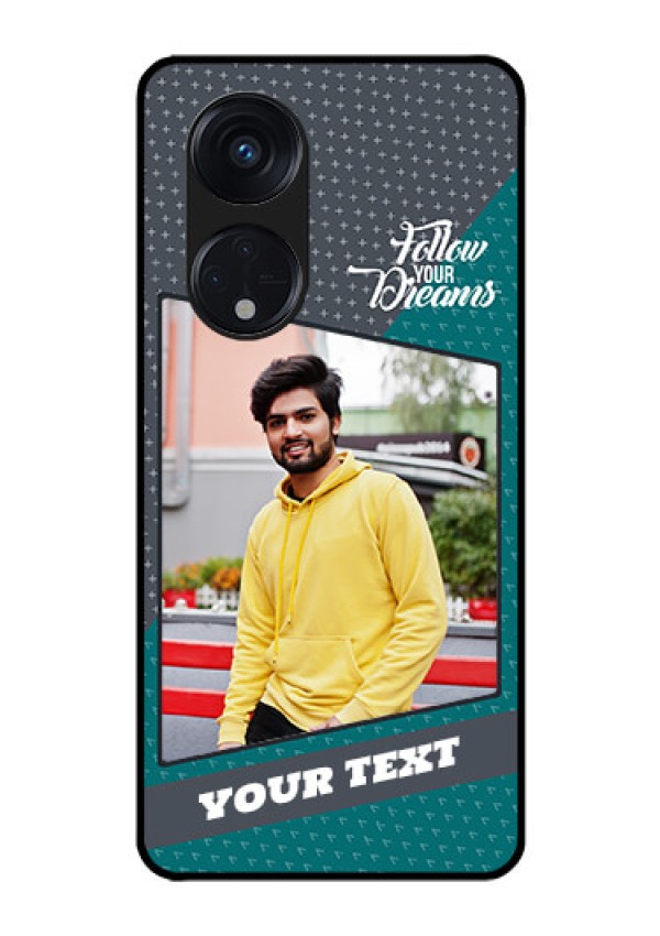 Oppo Reno 8T 5G Personalized Glass Phone Case - Background Pattern Design with Quote