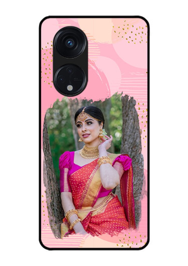 Oppo Reno 8T 5G Personalized Glass Phone Case - Gold Glitter Splash Design