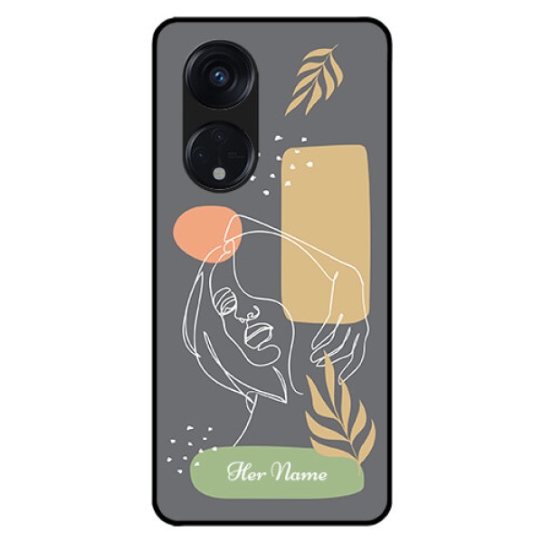 Oppo Reno 8T 5G Custom Glass Phone Case - Gazing Woman line art Design Oppo Reno 8T 5G Custom Glass Phone Case - Gazing Woman line art Design