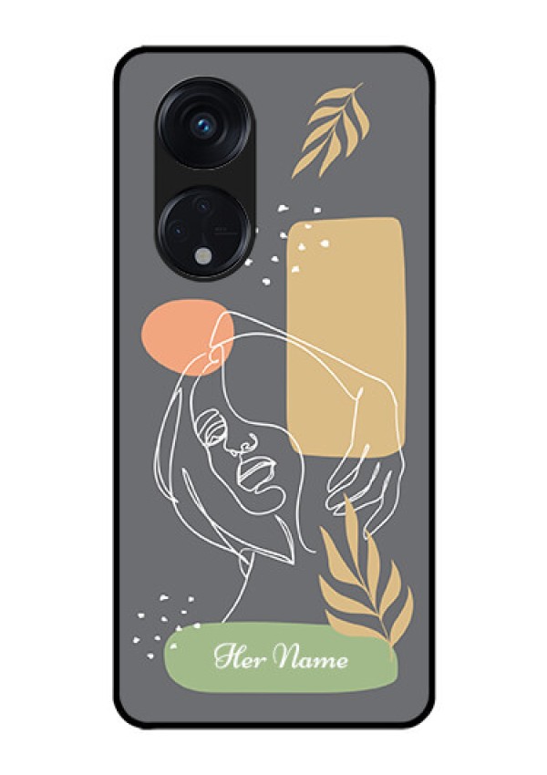 Oppo Reno 8T 5G Custom Glass Phone Case - Gazing Woman line art Design