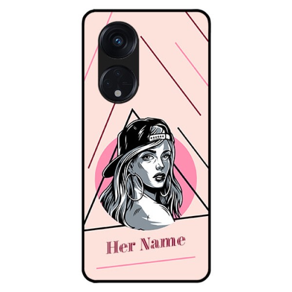 Oppo Reno 8T 5G Personalized Glass Phone Case - Rockstar Girl Design