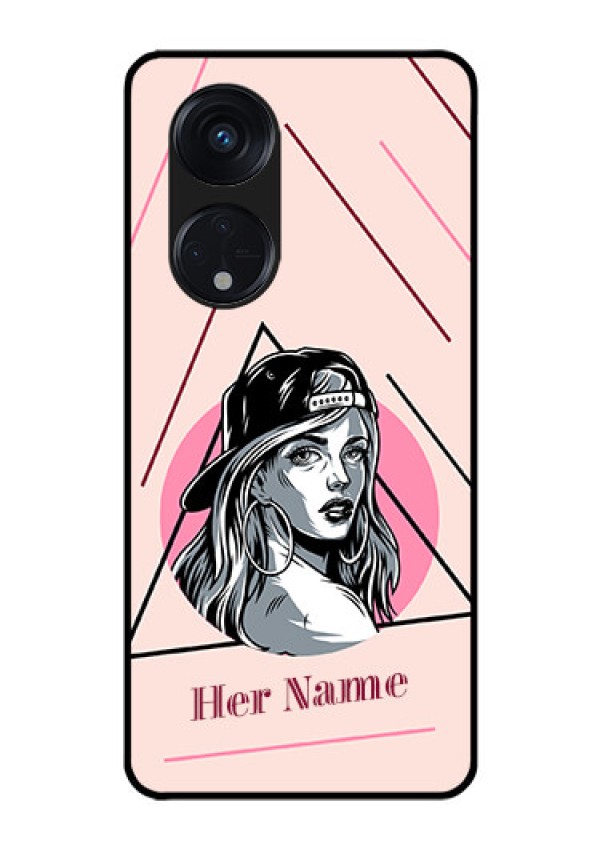 Oppo Reno 8T 5G Personalized Glass Phone Case - Rockstar Girl Design