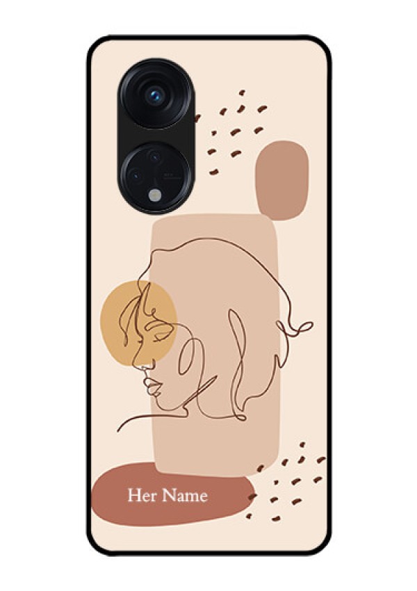 Oppo Reno 8T 5G Photo Printing on Glass Case - Calm Woman line art Design
