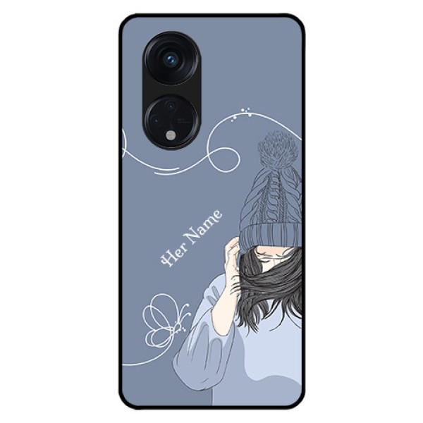 Oppo Reno 8T 5G Custom Glass Mobile Case - Girl in winter outfit Design Oppo Reno 8T 5G Custom Glass Mobile Case - Girl in winter outfit Design