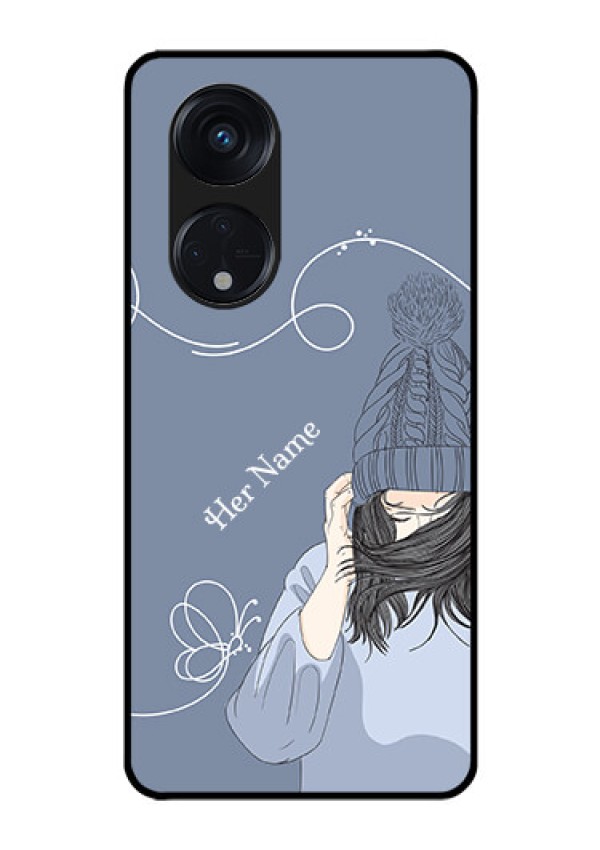 Oppo Reno 8T 5G Custom Glass Mobile Case - Girl in winter outfit Design
