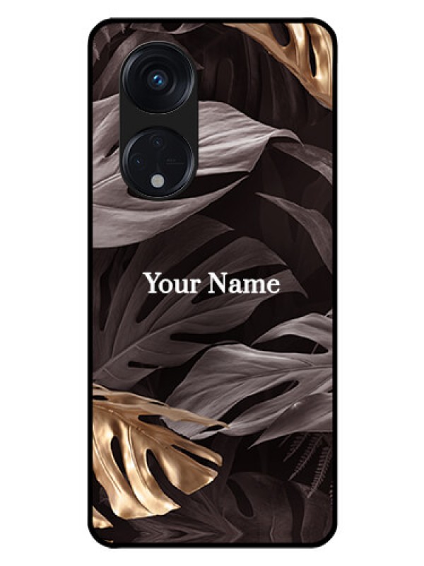 Custom Oppo Reno 8T 5G Personalised Glass Phone Case - Wild Leaves digital paint Design