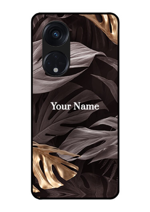 Oppo Reno 8T 5G Personalised Glass Phone Case - Wild Leaves digital paint Design