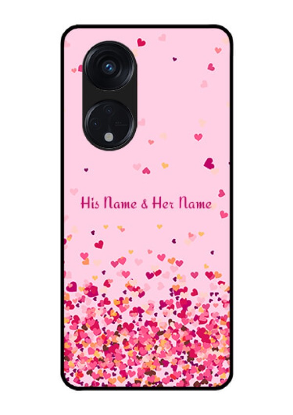 Oppo Reno 8T 5G Photo Printing on Glass Case - Floating Hearts Design