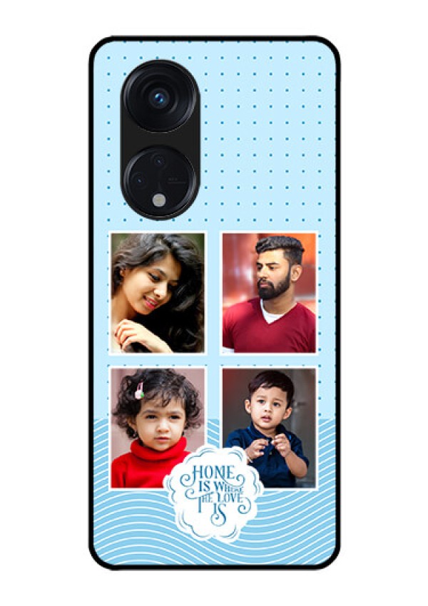Oppo Reno 8T 5G Custom Glass Phone Case - Cute love quote with 4 pic upload Design