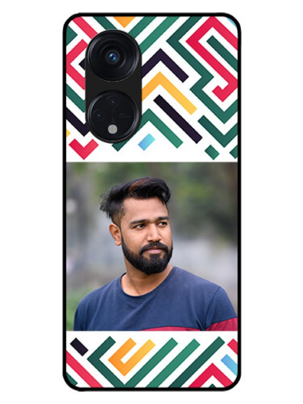 Custom Oppo Reno 8T 5G Personalized Glass Phone Case - Colorful Maze Pattern Design