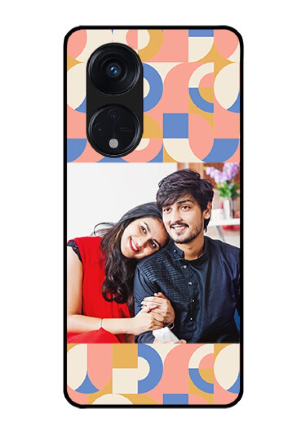 Oppo Reno 8T 5G Photo Printing on Glass Case - Semi-circle Maze Pattern Design