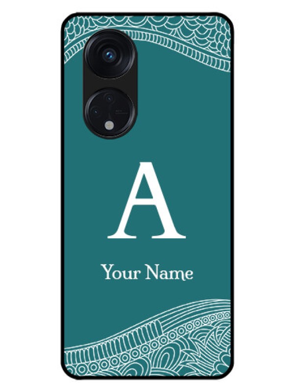 Custom Oppo Reno 8T 5G Personalized Glass Phone Case - line art pattern with custom name Design