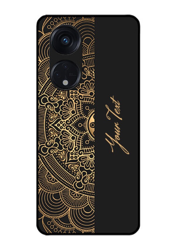 Oppo Reno 8T 5G Photo Printing on Glass Case - Mandala art with custom text Design