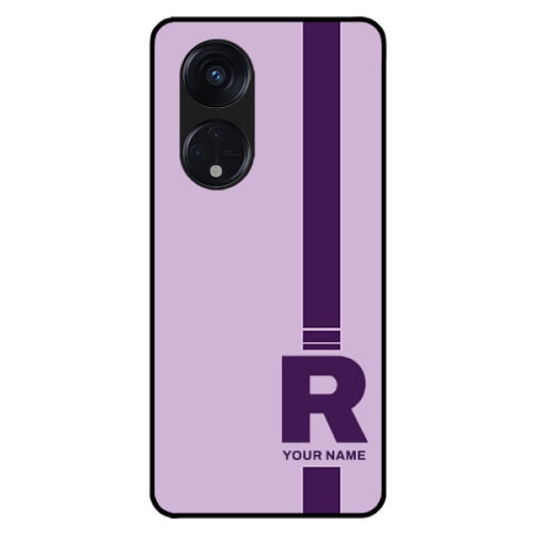 Oppo Reno 8T 5G Photo Printing on Glass Case - Simple dual tone stripe with name Design
