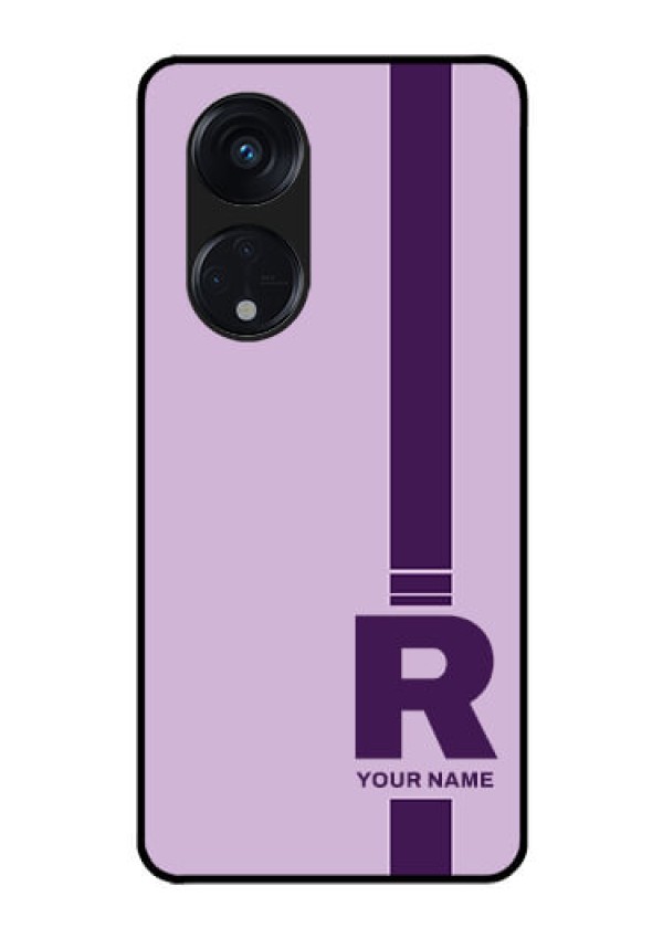 Oppo Reno 8T 5G Photo Printing on Glass Case - Simple dual tone stripe with name Design