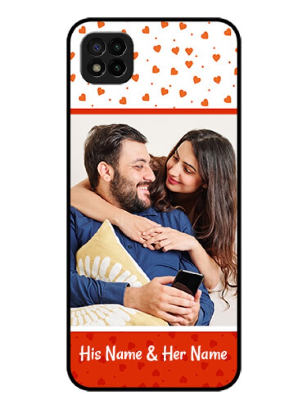 Custom Poco C3 Custom Glass Phone Case - Orange Love Symbol Design