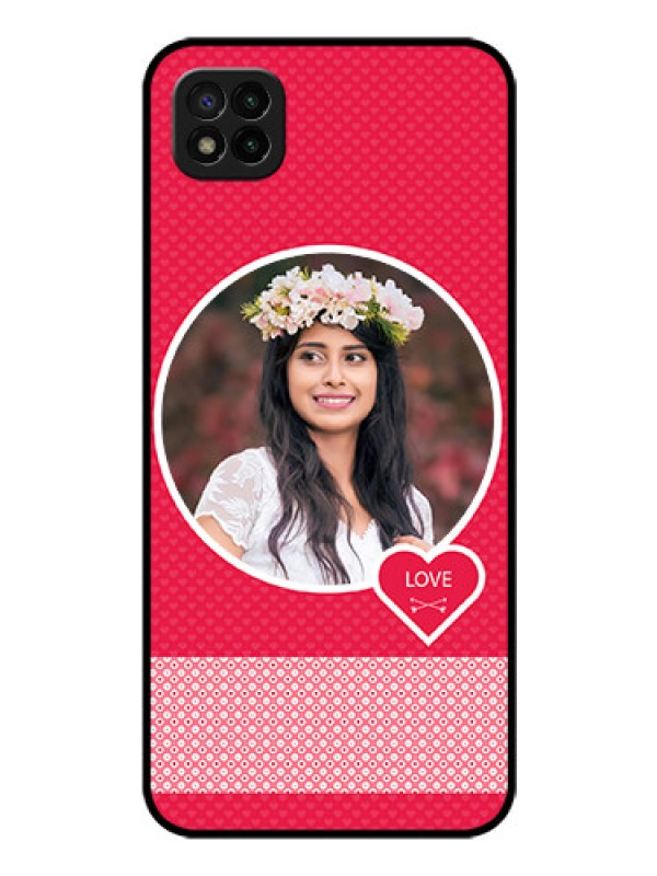 Custom Poco C3 Personalised Glass Phone Case - Pink Pattern Design