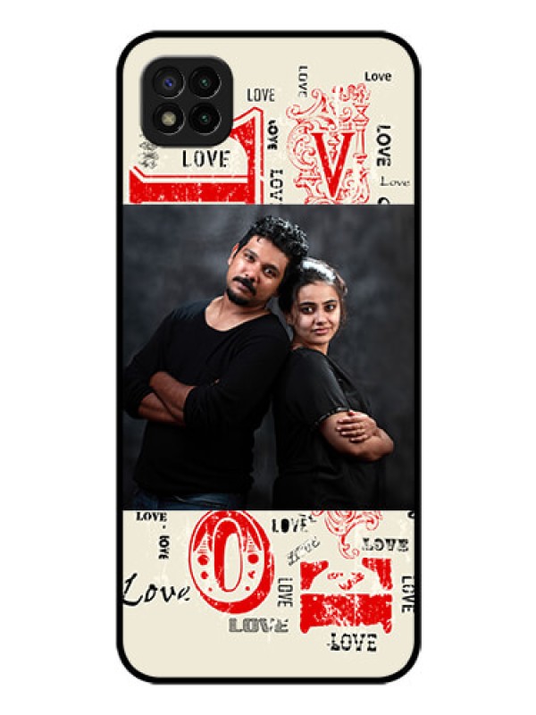 Custom Poco C3 Photo Printing on Glass Case - Trendy Love Design Case