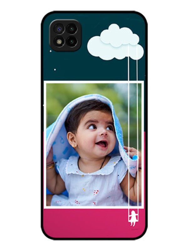 Custom Poco C3 Custom Glass Phone Case - Cute Girl with Cloud Design