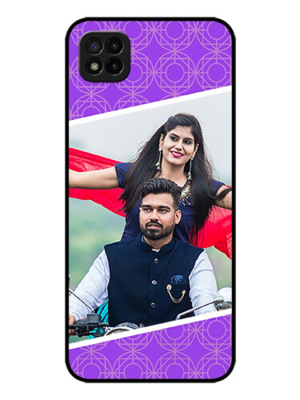 Custom Poco C3 Custom Glass Phone Case - Violet Pattern Design