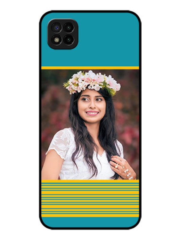 Custom Poco C3 Custom Glass Phone Case - Yellow & Blue Design