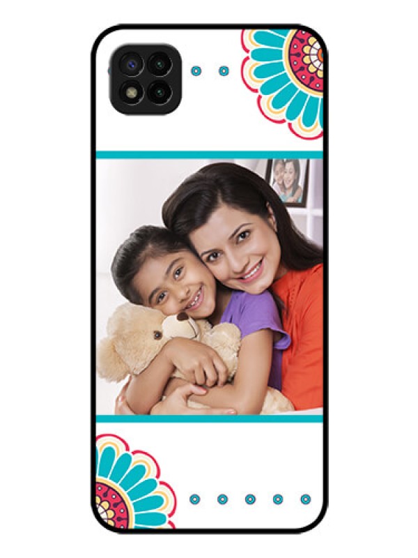 Custom Poco C3 Custom Glass Phone Case - Flower Design