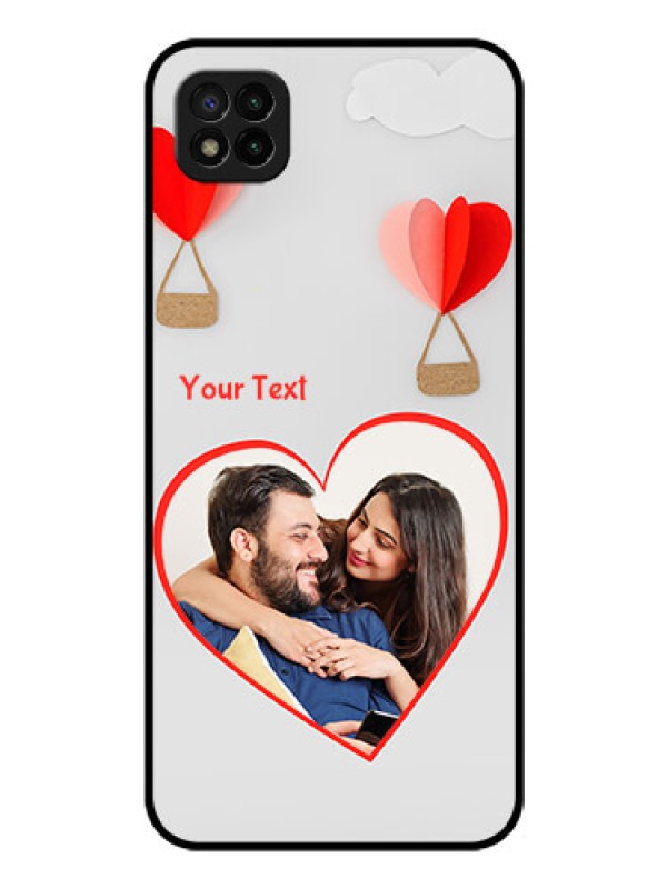 Custom Poco C3 Custom Glass Mobile Case - Parachute Love Design