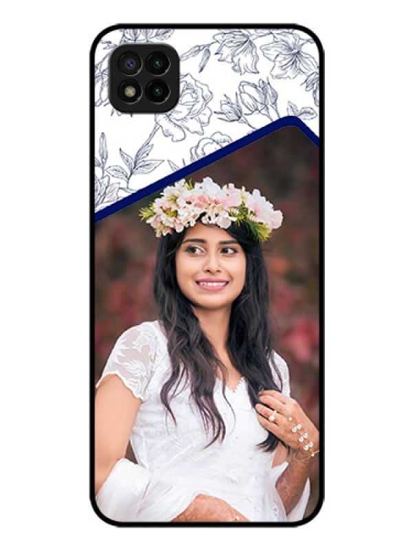 Custom Poco C3 Personalized Glass Phone Case - Premium Floral Design