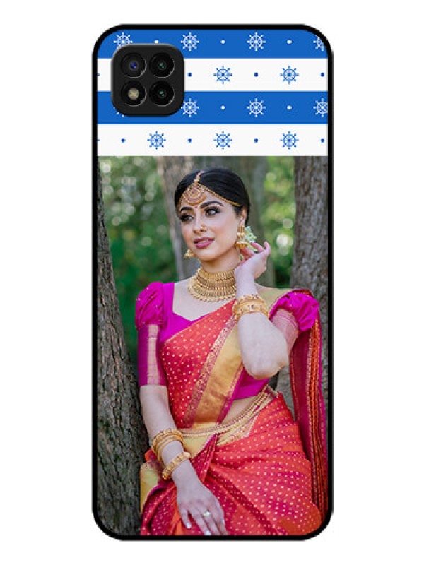 Custom Poco C3 Photo Printing on Glass Case - Snow Pattern Design