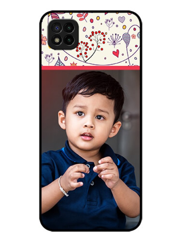 Custom Poco C3 Custom Glass Mobile Case - Premium Floral Design