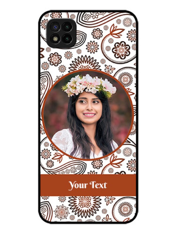 Custom Poco C3 Custom Glass Mobile Case - Abstract Flower Design