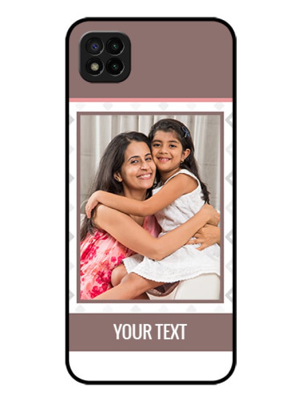 Custom Poco C3 Photo Printing on Glass Case - Simple Diamond Design