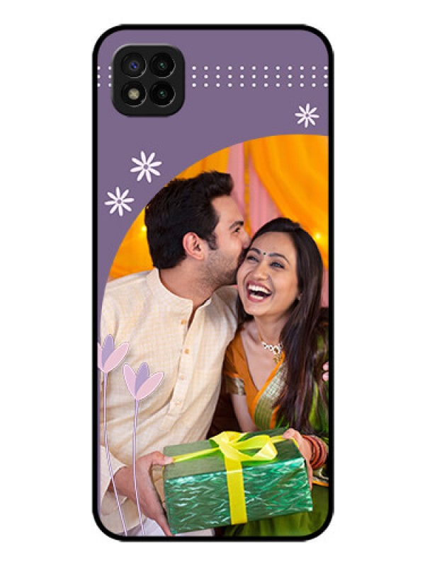 Custom Poco C3 Custom Glass Mobile Case - Lavender flowers design
