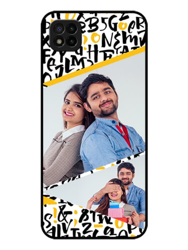 Custom Poco C3 Custom Glass Mobile Case - Letters Pattern Design