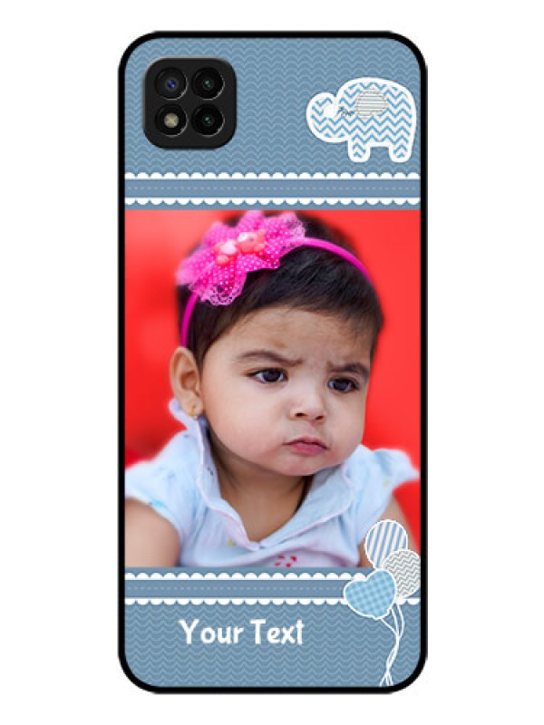 Custom Poco C3 Photo Printing on Glass Case - with Kids Pattern Design