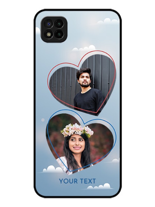 Custom Poco C3 Custom Glass Mobile Case - Blue Color Couple Design