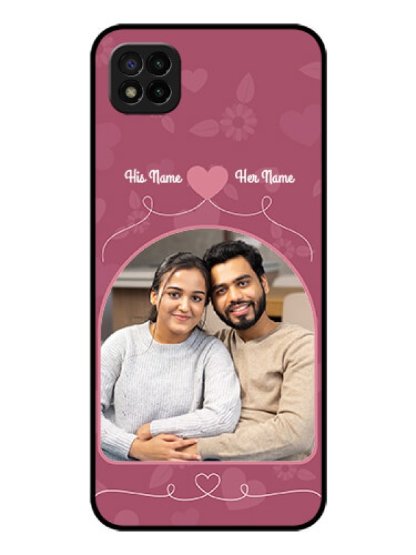 Custom Poco C3 Photo Printing on Glass Case - Love Floral Design