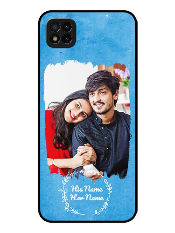 Custom Poco C3 Custom Glass Phone Case - Blue Color Vintage Design