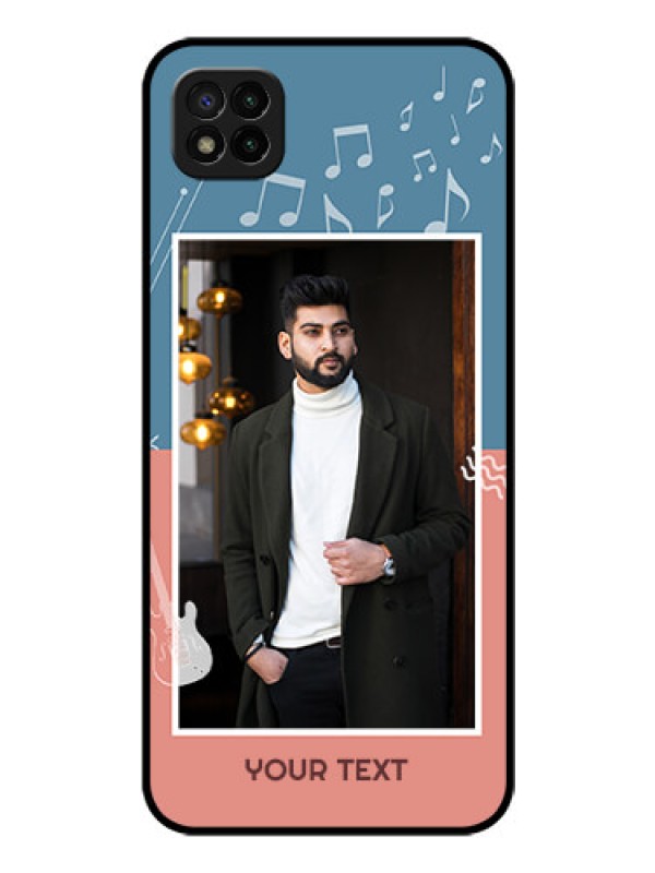 Custom Poco C3 Photo Printing on Glass Case - with Color Musical Note Design