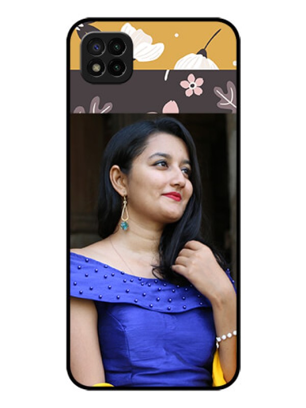 Custom Poco C3 Custom Glass Phone Case - Stylish Floral Design