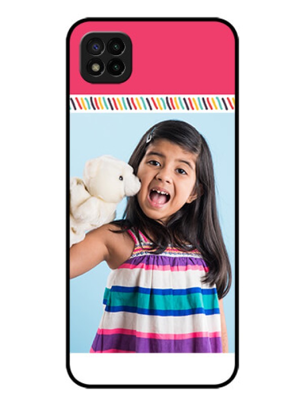 Custom Poco C3 Personalized Glass Phone Case - Line art design