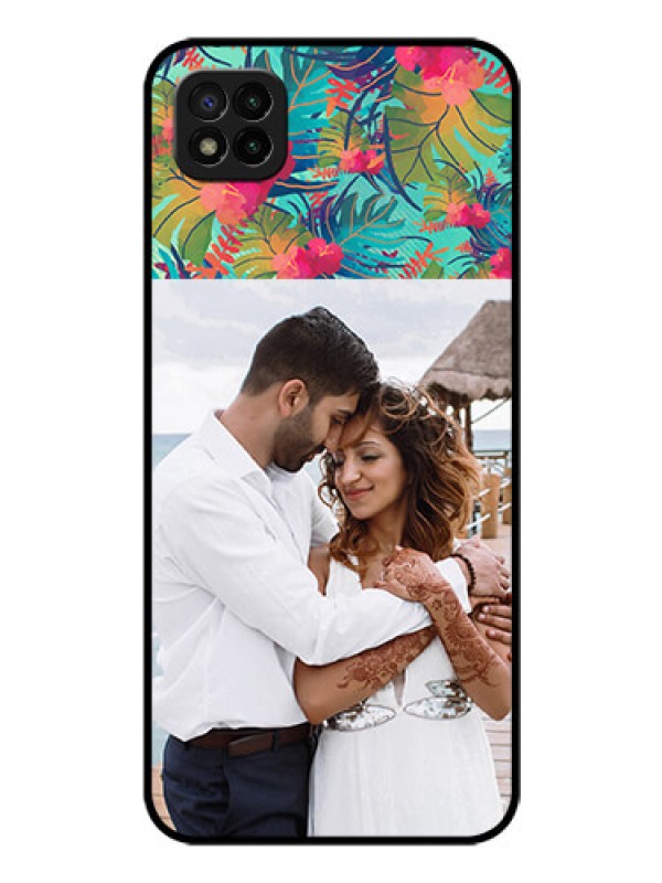 Custom Poco C3 Photo Printing on Glass Case - Watercolor Floral Design