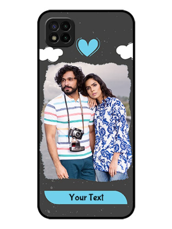 Custom Poco C3 Custom Glass Phone Case - Splashes with love doodles Design