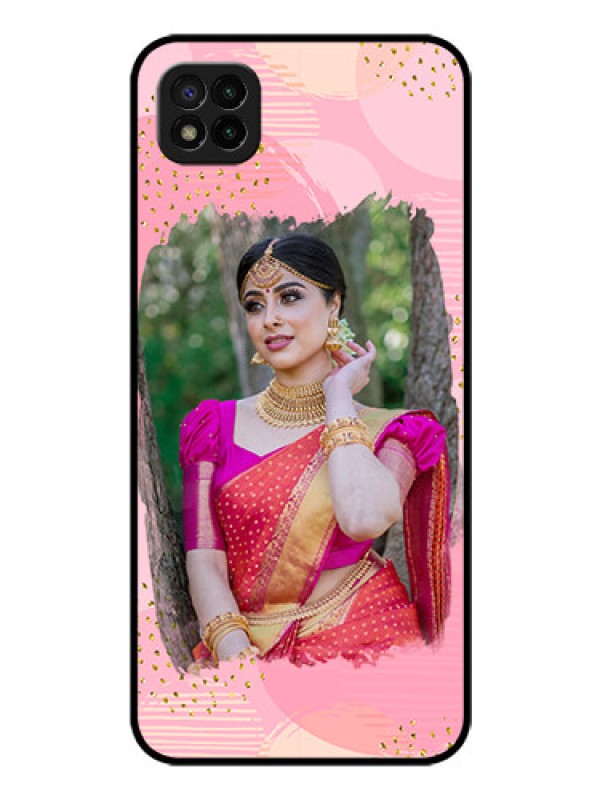 Custom Poco C3 Personalized Glass Phone Case - Gold Glitter Splash Design