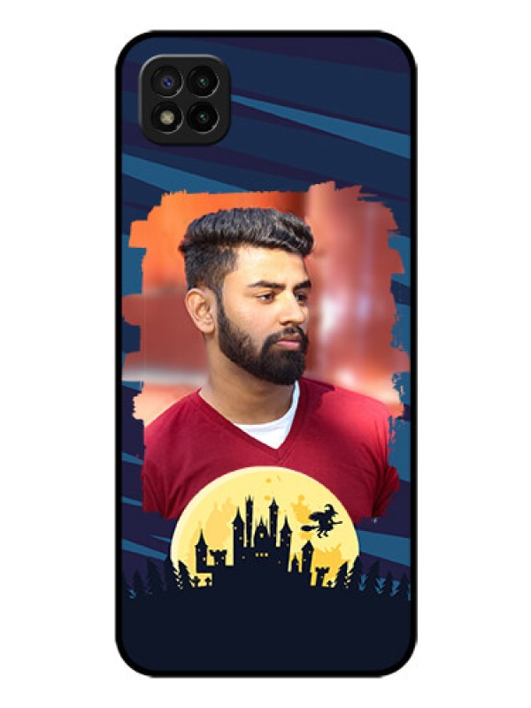 Custom Poco C3 Photo Printing on Glass Case - Halloween Witch Design