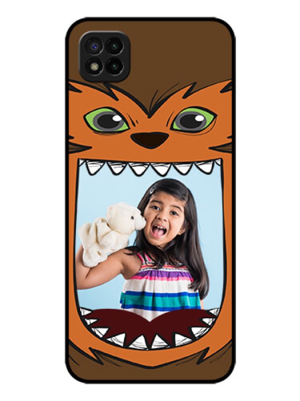 Custom Poco C3 Photo Printing on Glass Case - Owl Monster Back Case Design
