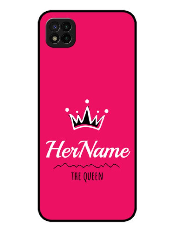 Custom Poco C3 Glass Phone Case Queen with Name