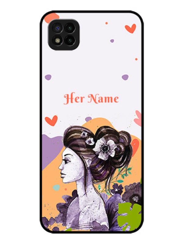 Custom Poco C3 Personalized Glass Phone Case - Woman And Nature Design