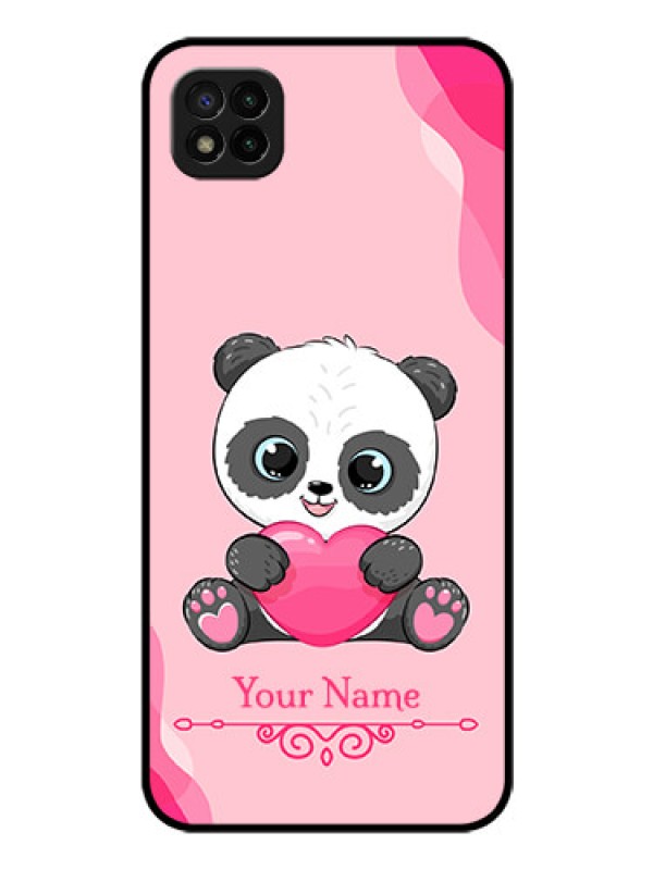 Custom Poco C3 Custom Glass Mobile Case - Cute Panda Design